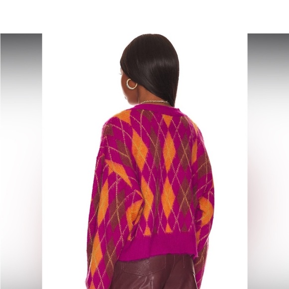 DayDreamer Cardigan Argyle Fuchsia Sunset  Orange - Picture 4 of 9